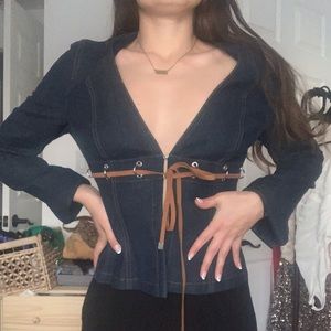 Escada Y2K Denim Pierced Top